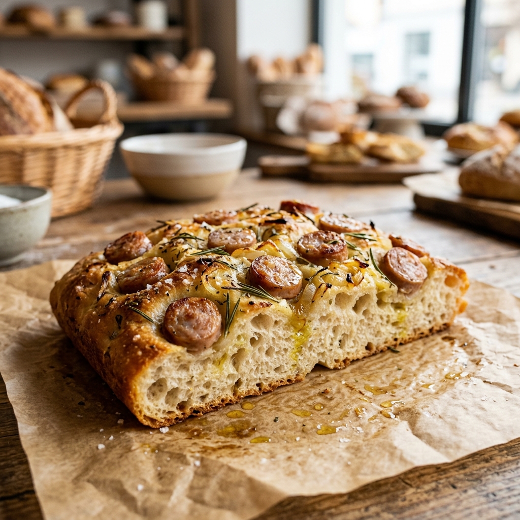 Focaccia morbida con wurstel